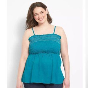 Lane Bryant Classic Square-Neck Smocked Tank Size: 18 Color